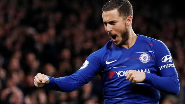 Hazard celebra un gol con el Chelsea