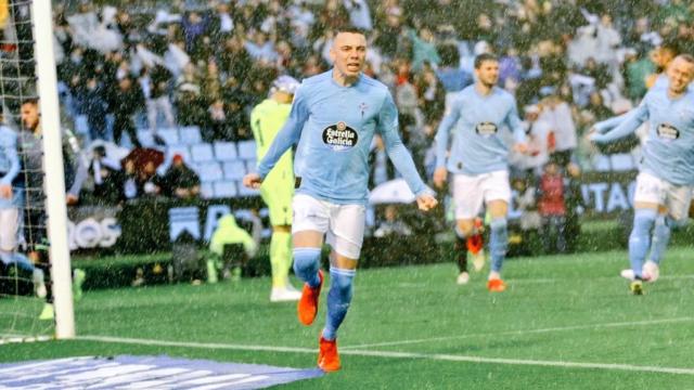 Iago Aspas, tras anotar uno de los goles del partido. Foto: Twitter (@RCCelta)