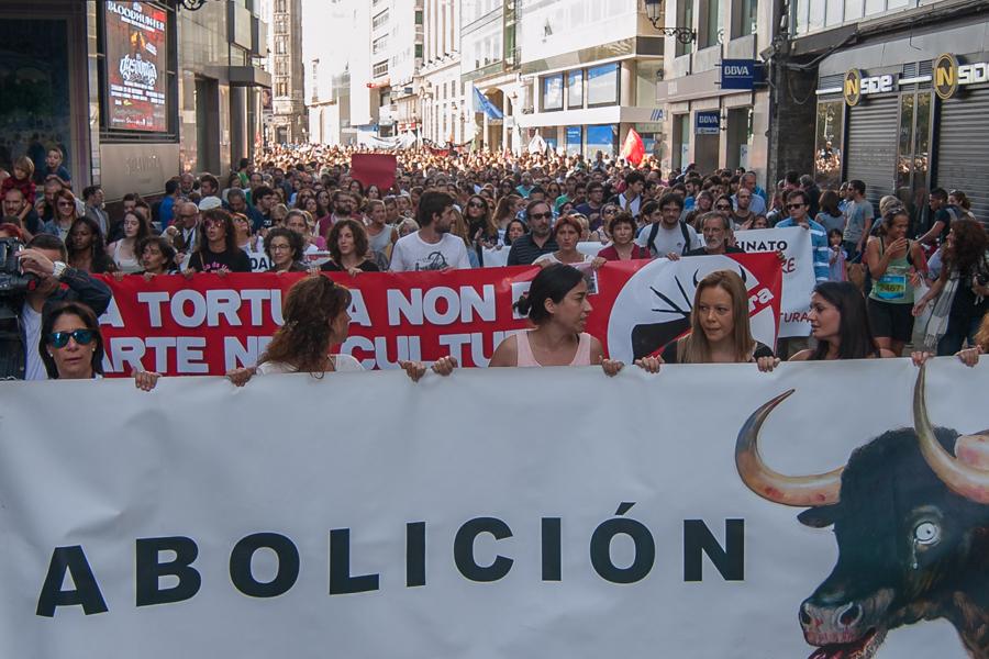 Una de las manifestaciones convocadas por la plataforma en A Coruña (Galicia sen touradas)
