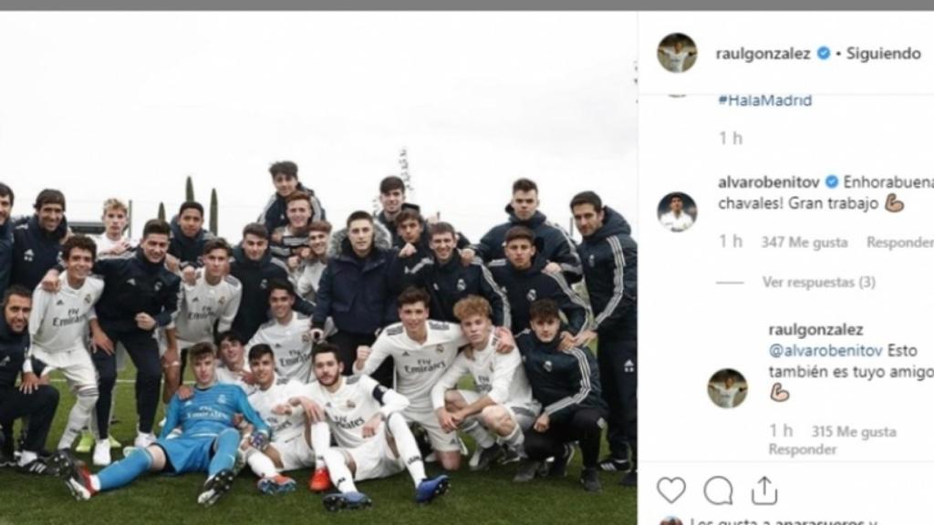 Intercambio de mensajes en Instagram entre Raúl y Álvaro Benito