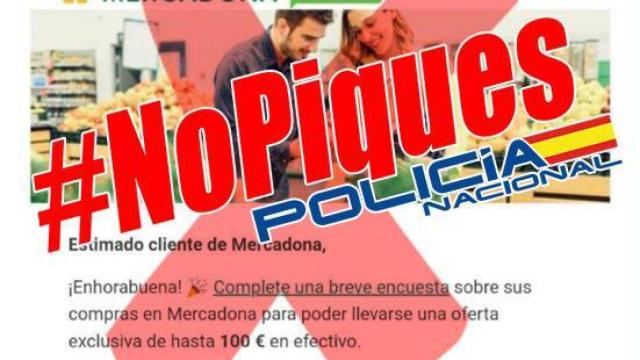 Mensaje difundido por la Policía Nacional