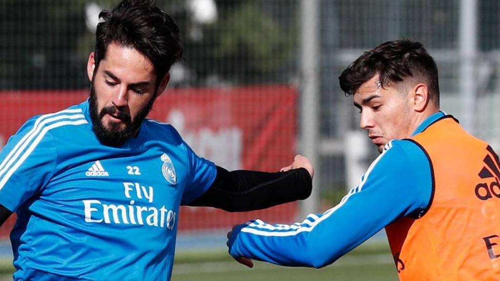 Isco y Brahim, en un entrenamiento del Real Madrid