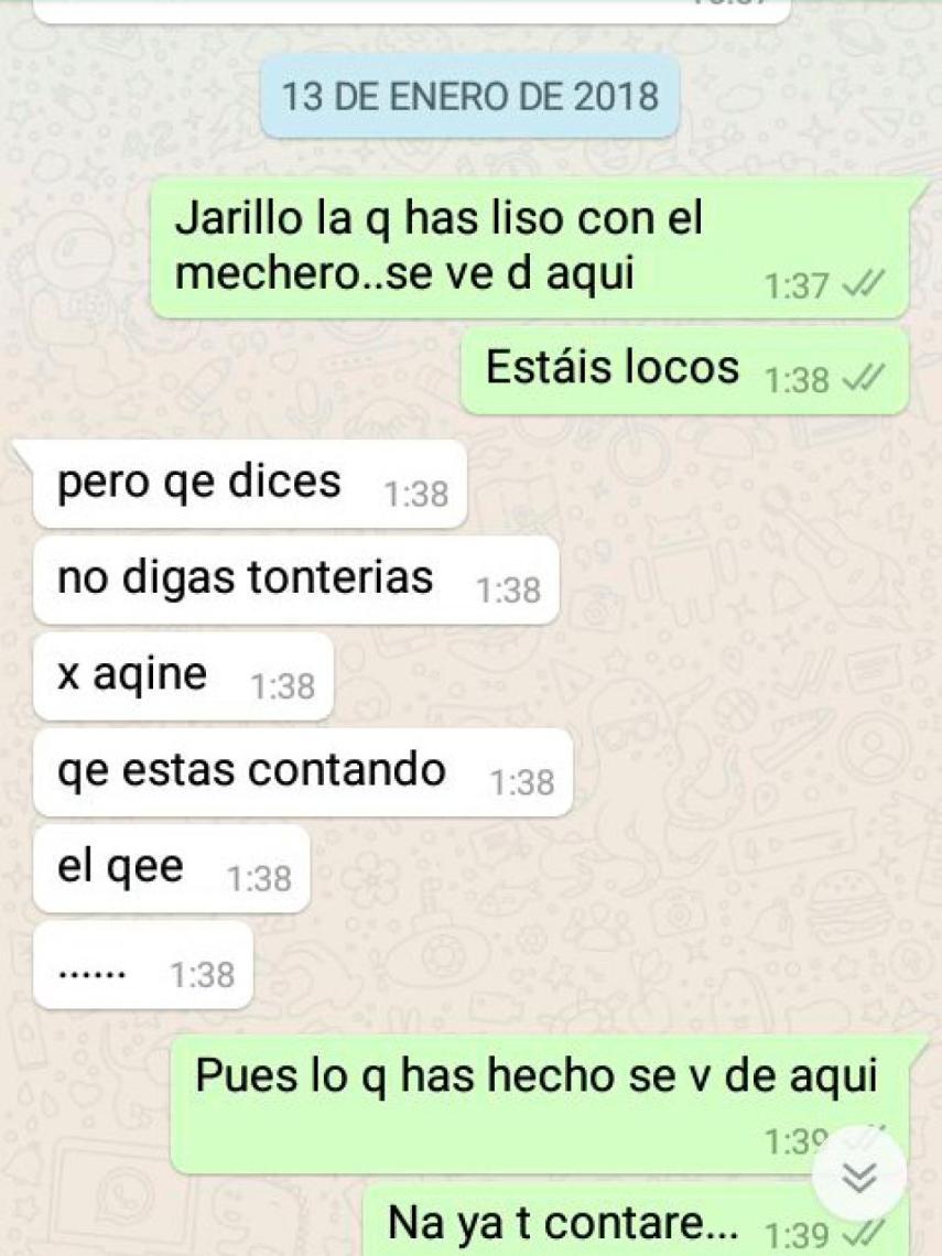 Pantallazo de la conversación entre el Jaro y Camarón