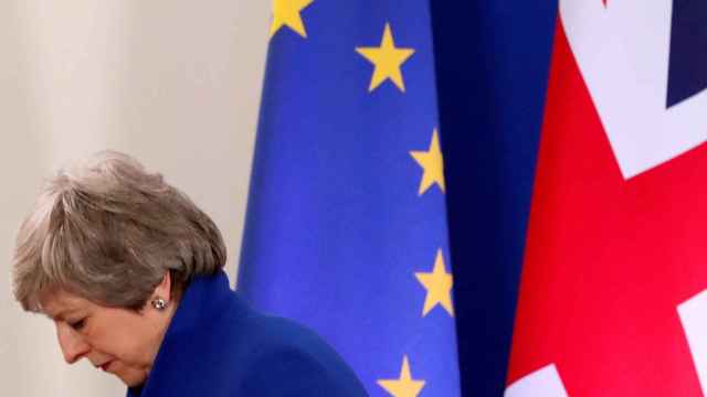 Theresa May a la salida de la reunión de la UE sobre el 'brexit'.