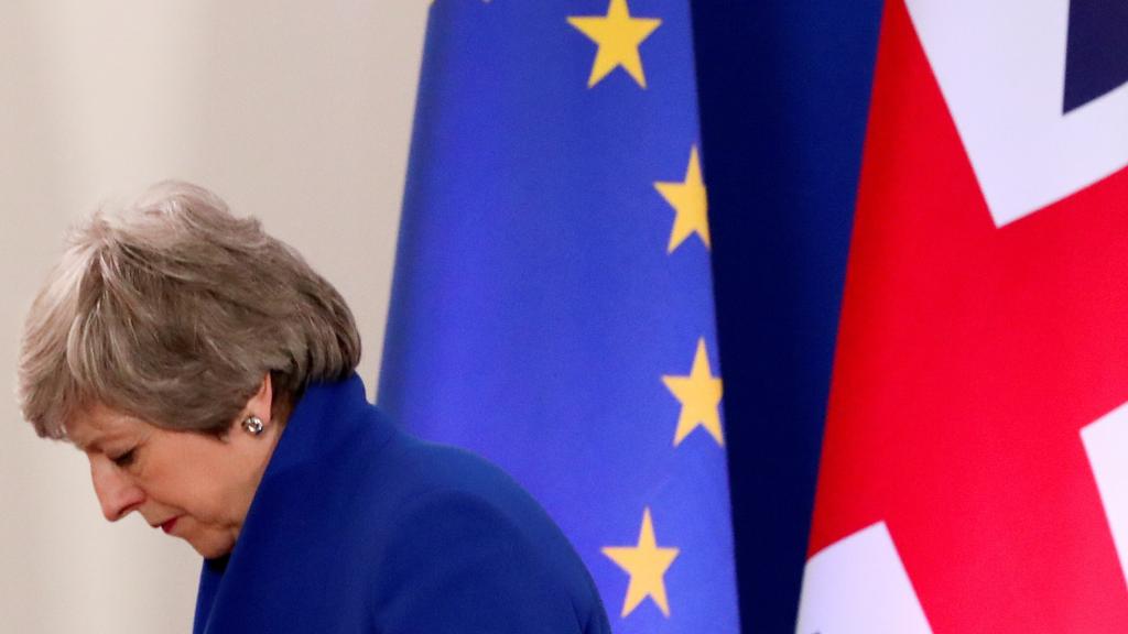 Theresa May a la salida de la reunión de la UE sobre el 'brexit'.