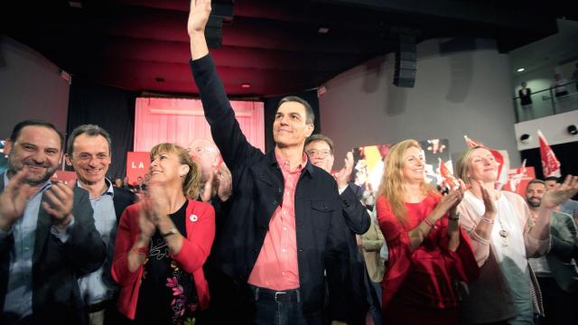 Pedro Sánchez, este viernes en Castellón, durante un mitin electoral.