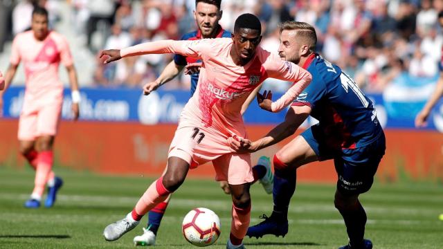 Dembélé, en un momento del partido