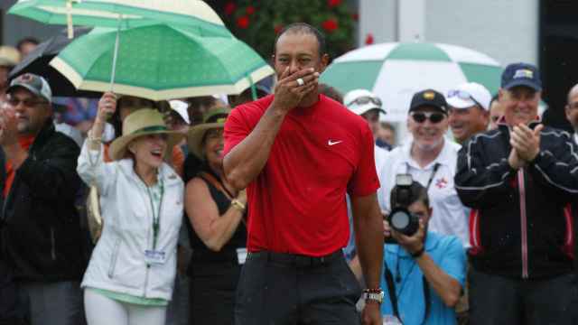 Tiger Woods, emocionado en Augusta