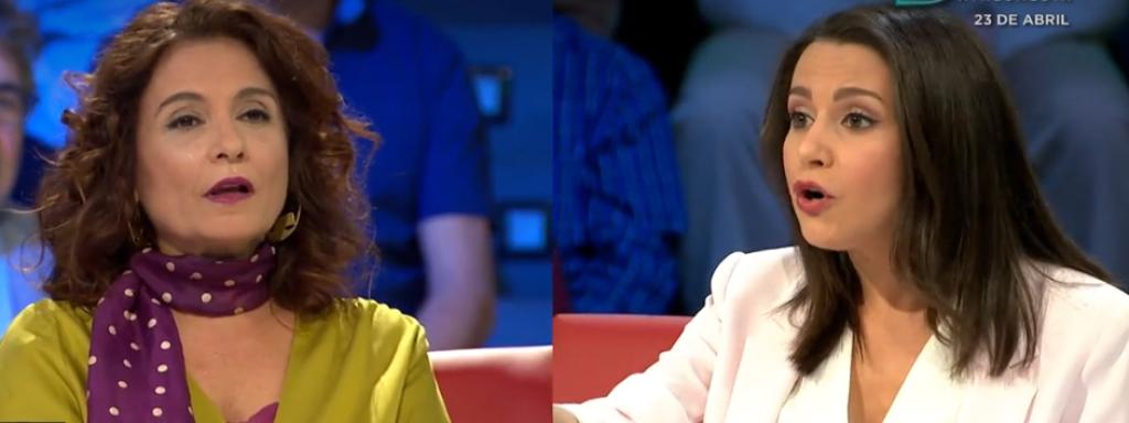 Las candidatas de PSOE y Cs al Congreso, María Jesús Montero (i) e Inés Arrimadas (d).
