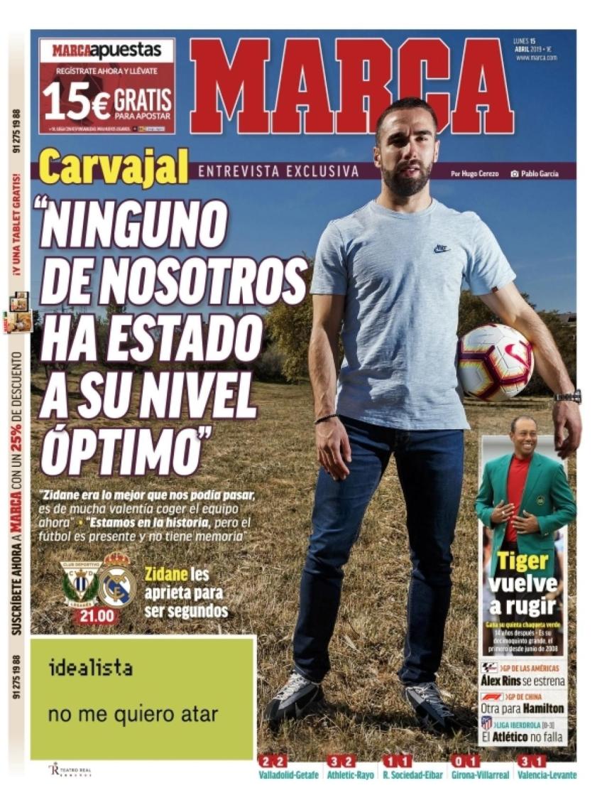 La portada del diario MARCA (15/04/2019)