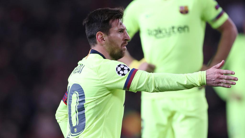 Messi y Luis Suárez, en el Manchester United - Barcelona de la Champions League