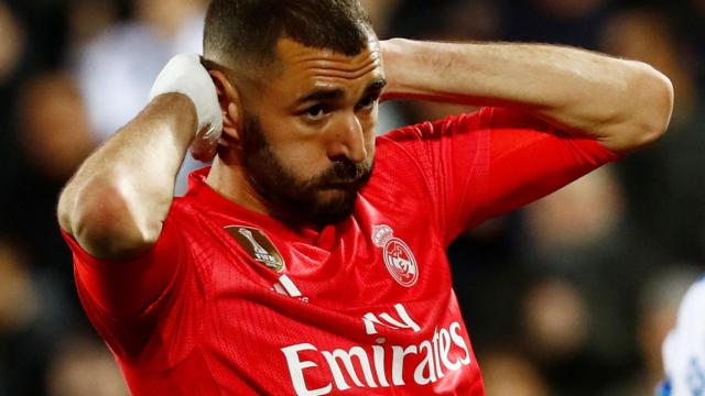 Karim Benzema, tras un lanzamiento fallado