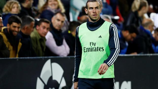 Gareth Bale durante el calentamiento en Butarque