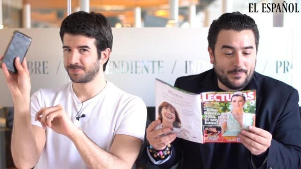 Raúl Rodríguez y Jesús Carmona durante el kiosco rosa en vídeo.