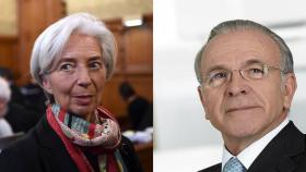 Christine Lagarde, directora gerente del FMI e Isidro Fainé, expresidente de Caixabank.