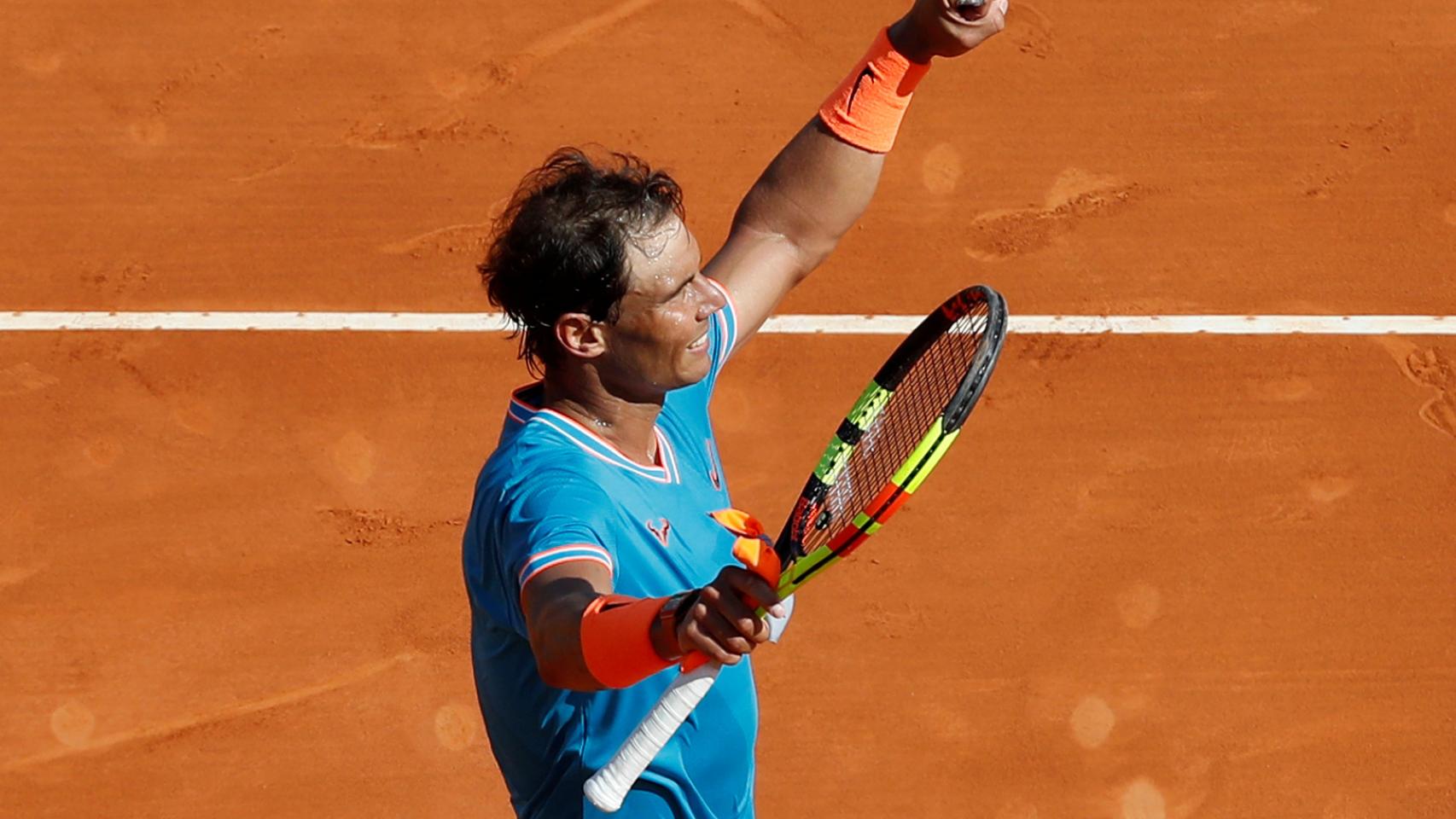 Nadal, celebrando su victoria ante Dimitrov.