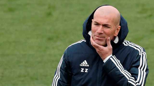 Zinedine Zidane, en un entrenamiento del Real Madrid