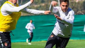 Fábregas, con Jovetic en un entrenamiento del Mónaco. Foto: Instagram (@cesc4fabregas)