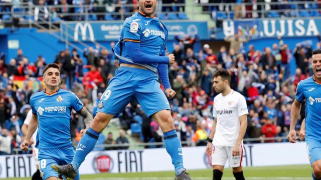 Jorge Molina, tras anotar uno de los goles del partido