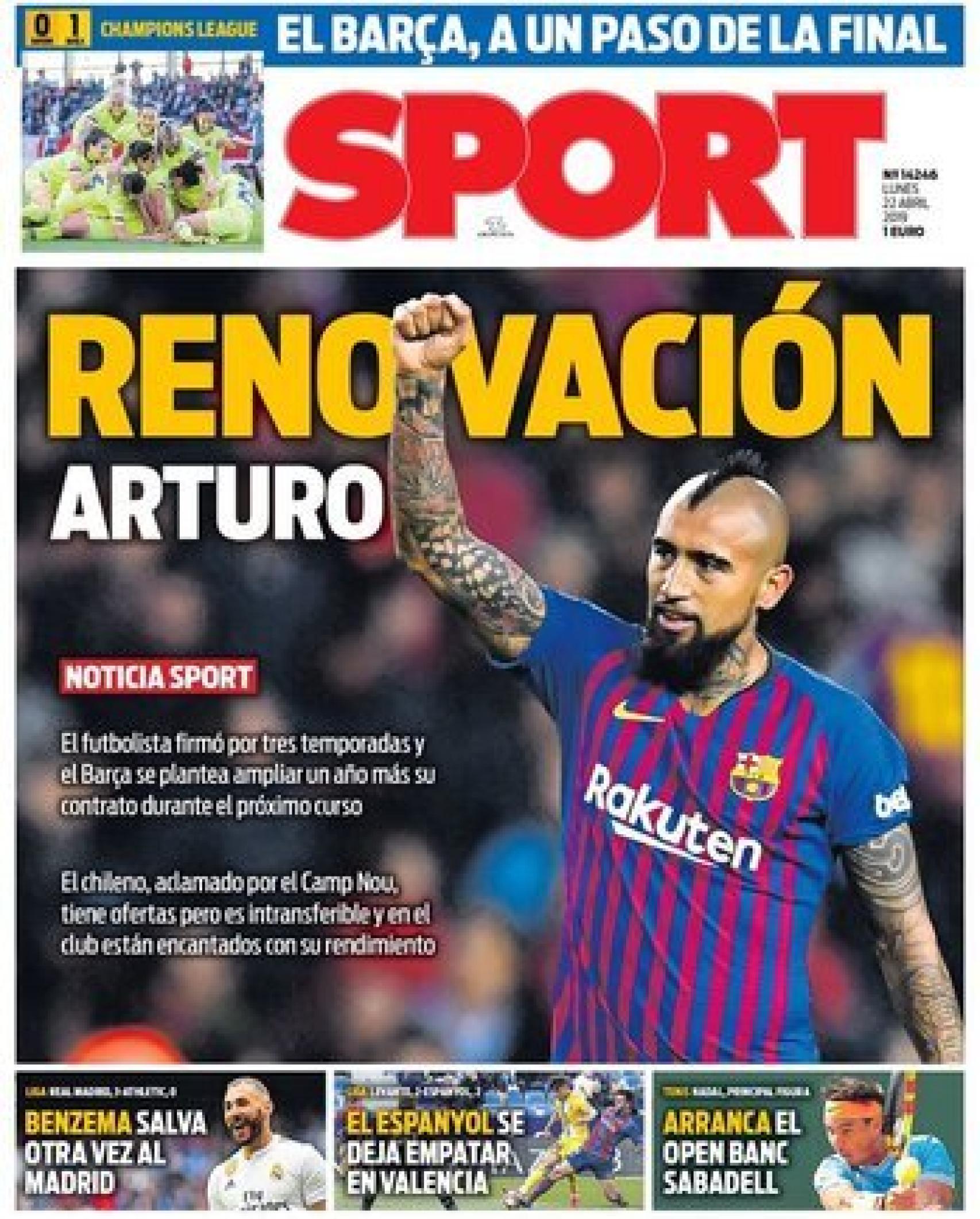 Portada del diario Spor (22/04/2019)