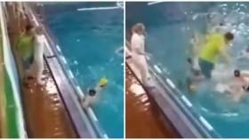 Pelea en una partido de waterpolo entre un entrenador y un jugador