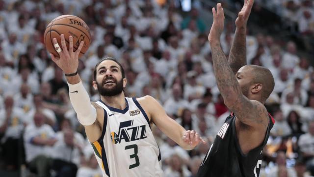 Ricky Rubio en la victoria de Utah frente a Houston.