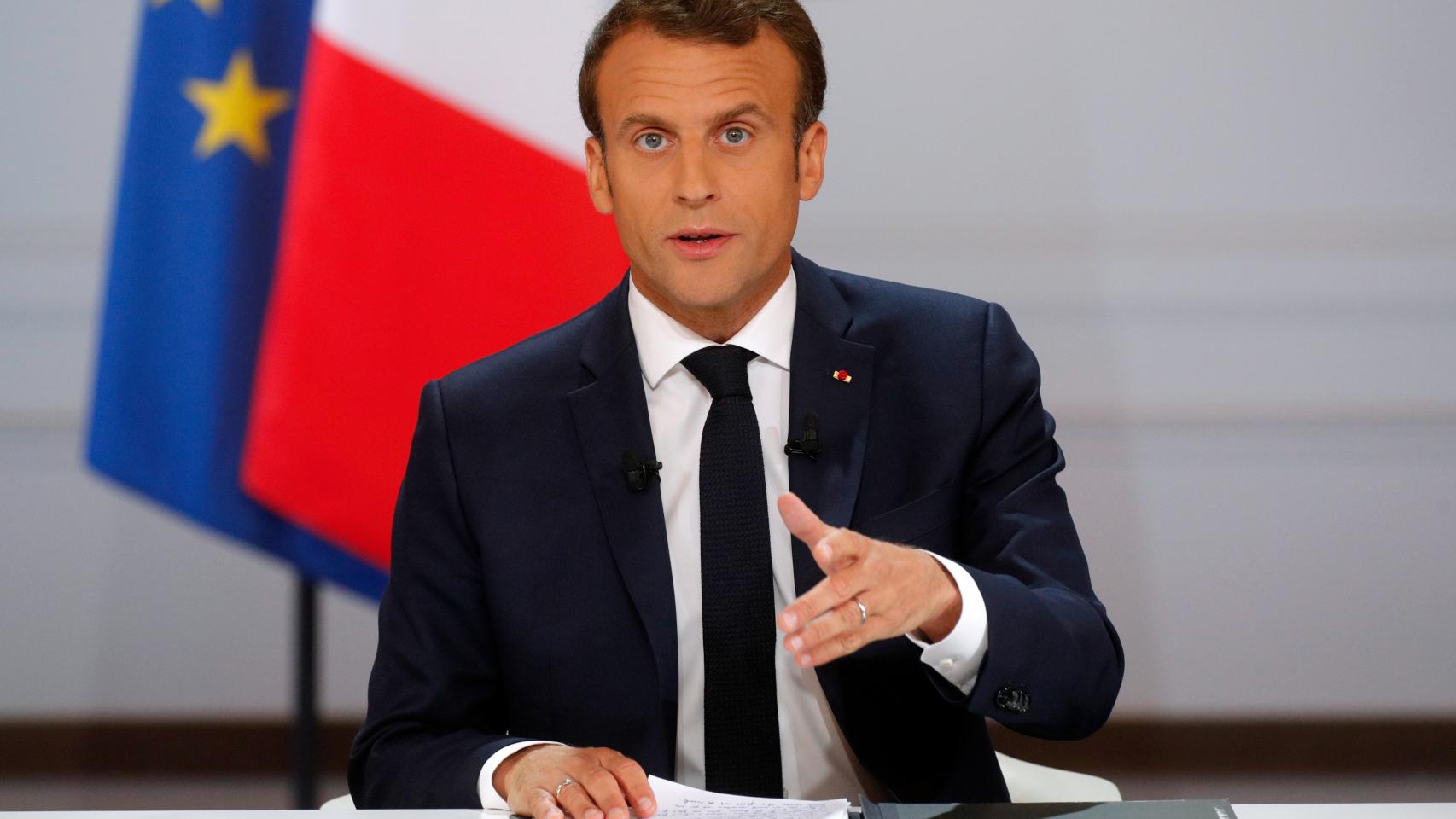 Emmanuel Macron durante la rueda de prensa en el Palacio del Elíseo.