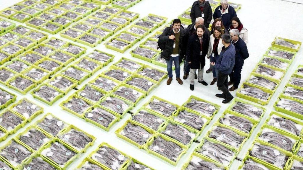 Pablo Iglesias aboga en la lonja coruñesa por negociar mejor las cuotas pesqueras