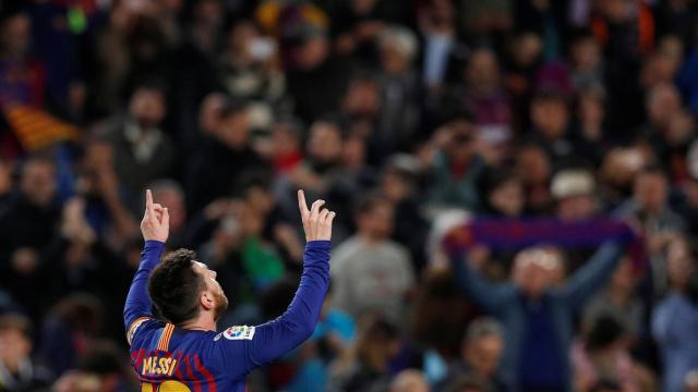 Messi, tras anotar el primer gol del partido