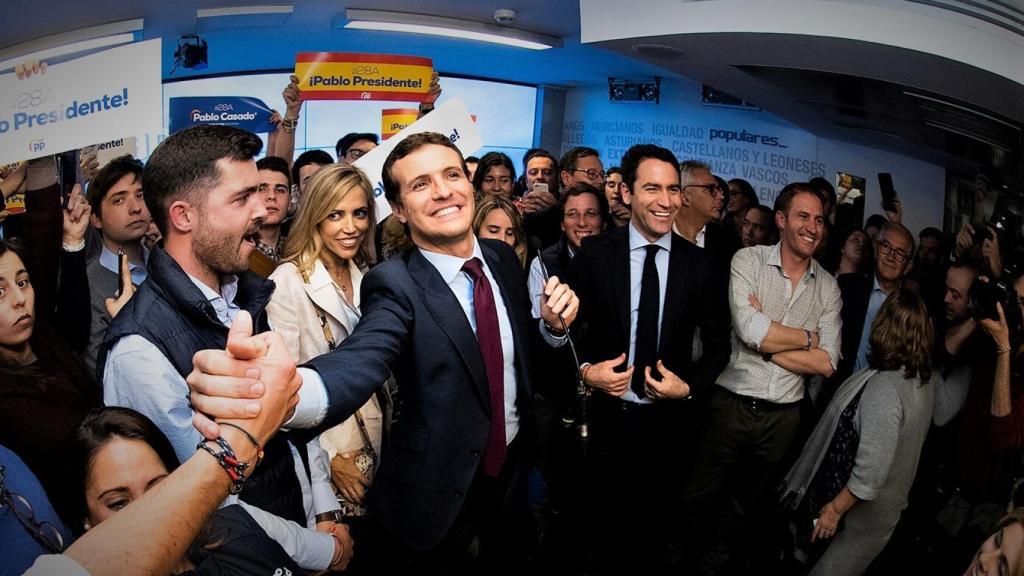 El presidente del PP, Pablo Casado, y el secretario general, Teodoro García Egea.