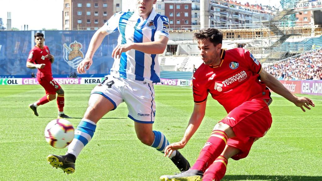 Barrenetxea, en un momento del partido ante el Getafe