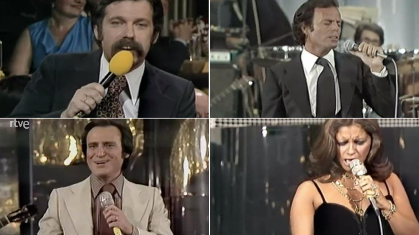 José María Iñigo, Julio Iglesias, Manolo Escobar y Lolita Flores.