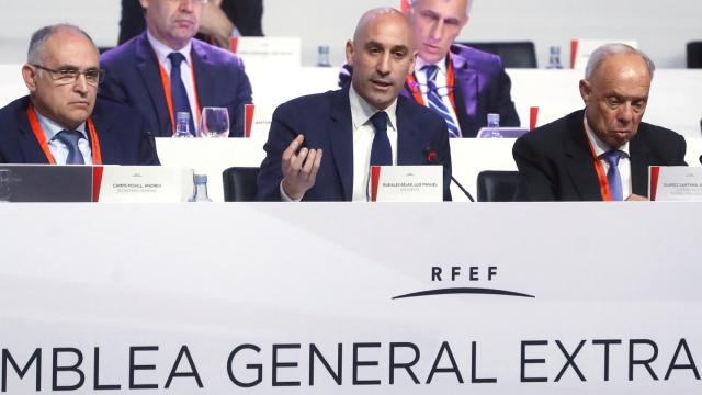 Luis Rubiales, durante la Asamblea de la RFEF