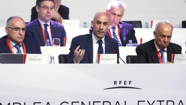 Luis Rubiales, durante la Asamblea de la RFEF