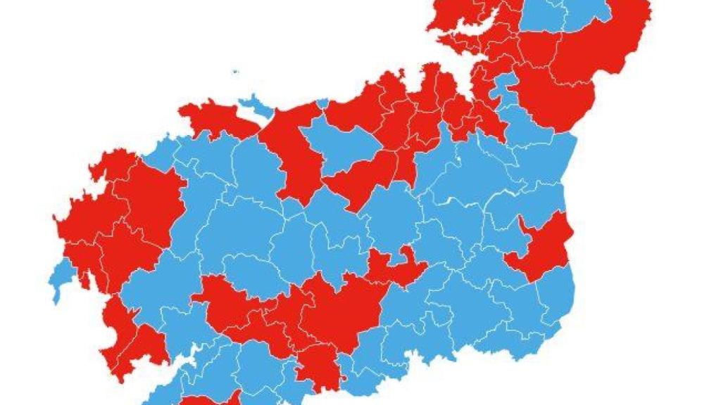 Mapa de A Coruña por colores políticos