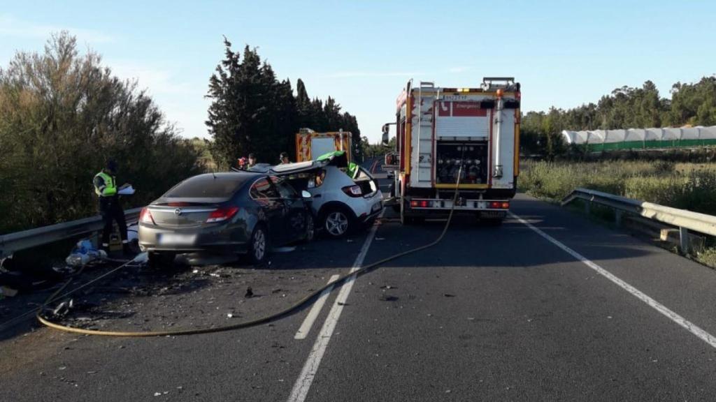 Vehículos implicados en el accidente. Foto: HuelvaCosta