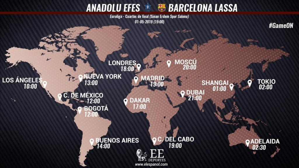 Horario internacional del Anadolu Efes - Barcelona