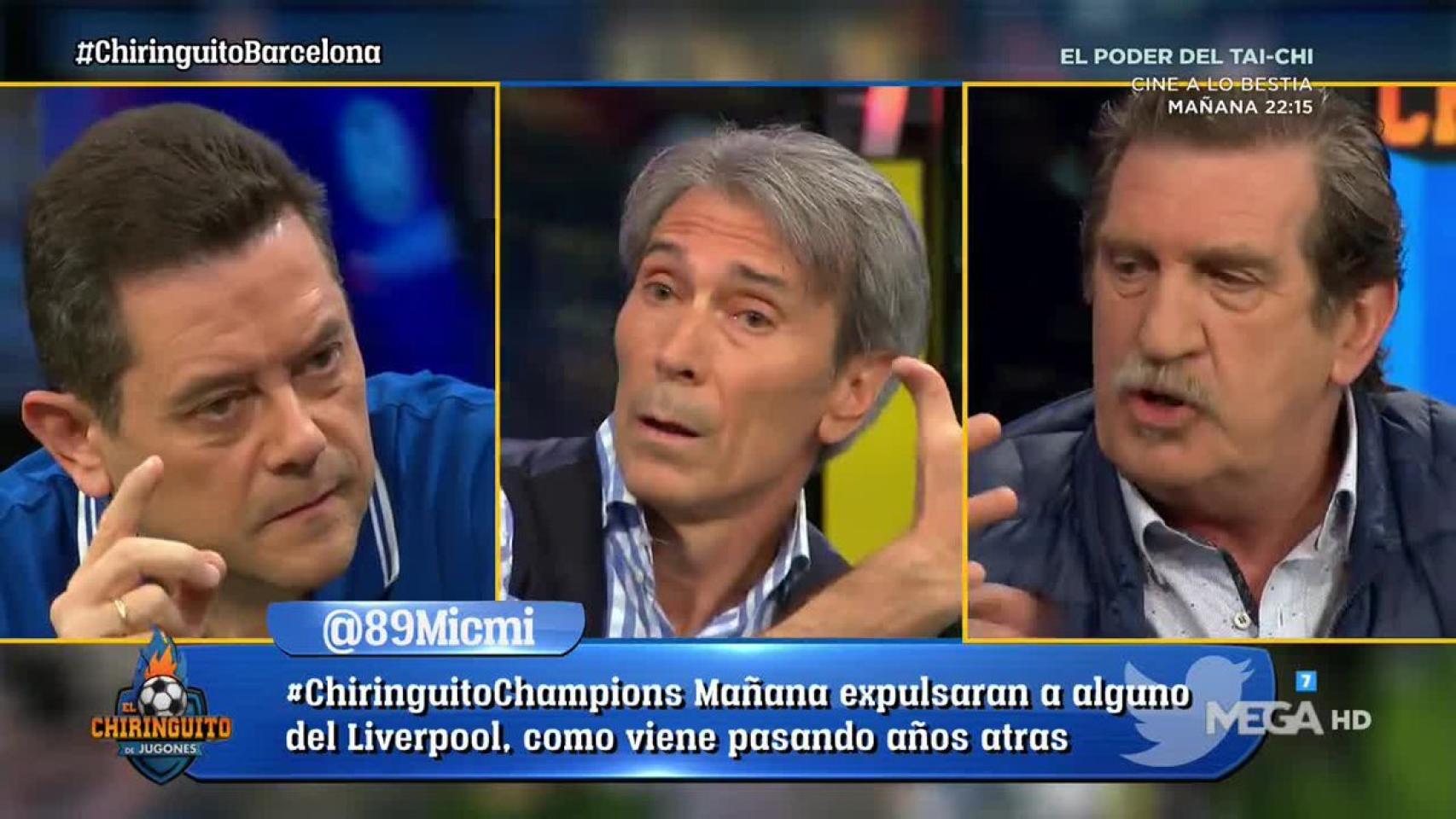 Lobo Carrasco y Roncero en El Chiringuito. Foto: Twitter (@elchiringuitotv)