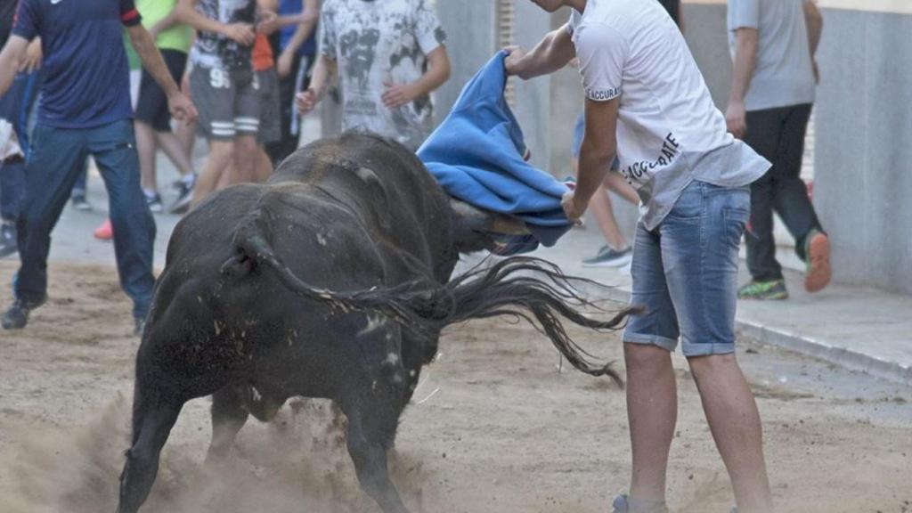 El joven recortador Fran González, en una imagen de una corrida anterior.