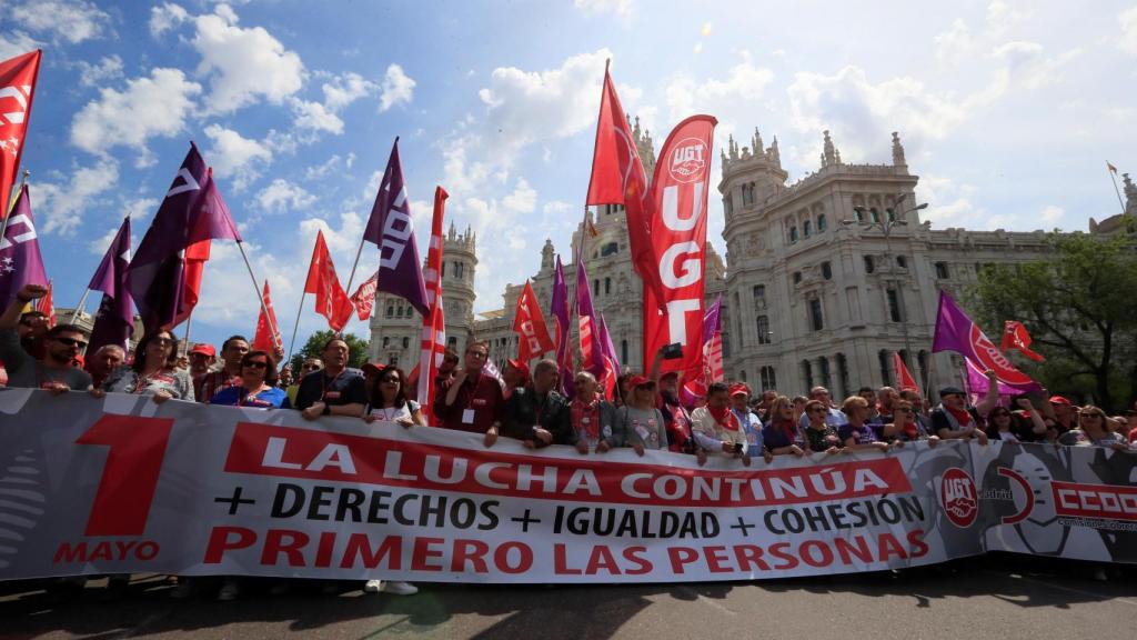 Cabecera de la manifestación de este 1 de mayo.