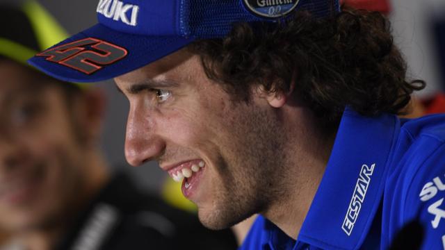 Álex Rins, durante la conferencia de prensa del Gran Premio de España, en el circuito de Jerez.