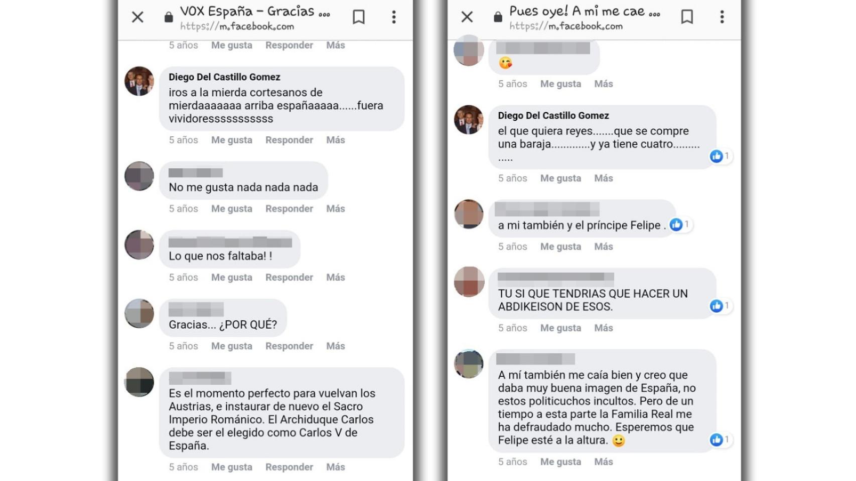 Comentarios en Facebook publicados por el candidato de Vox a Benidorm.