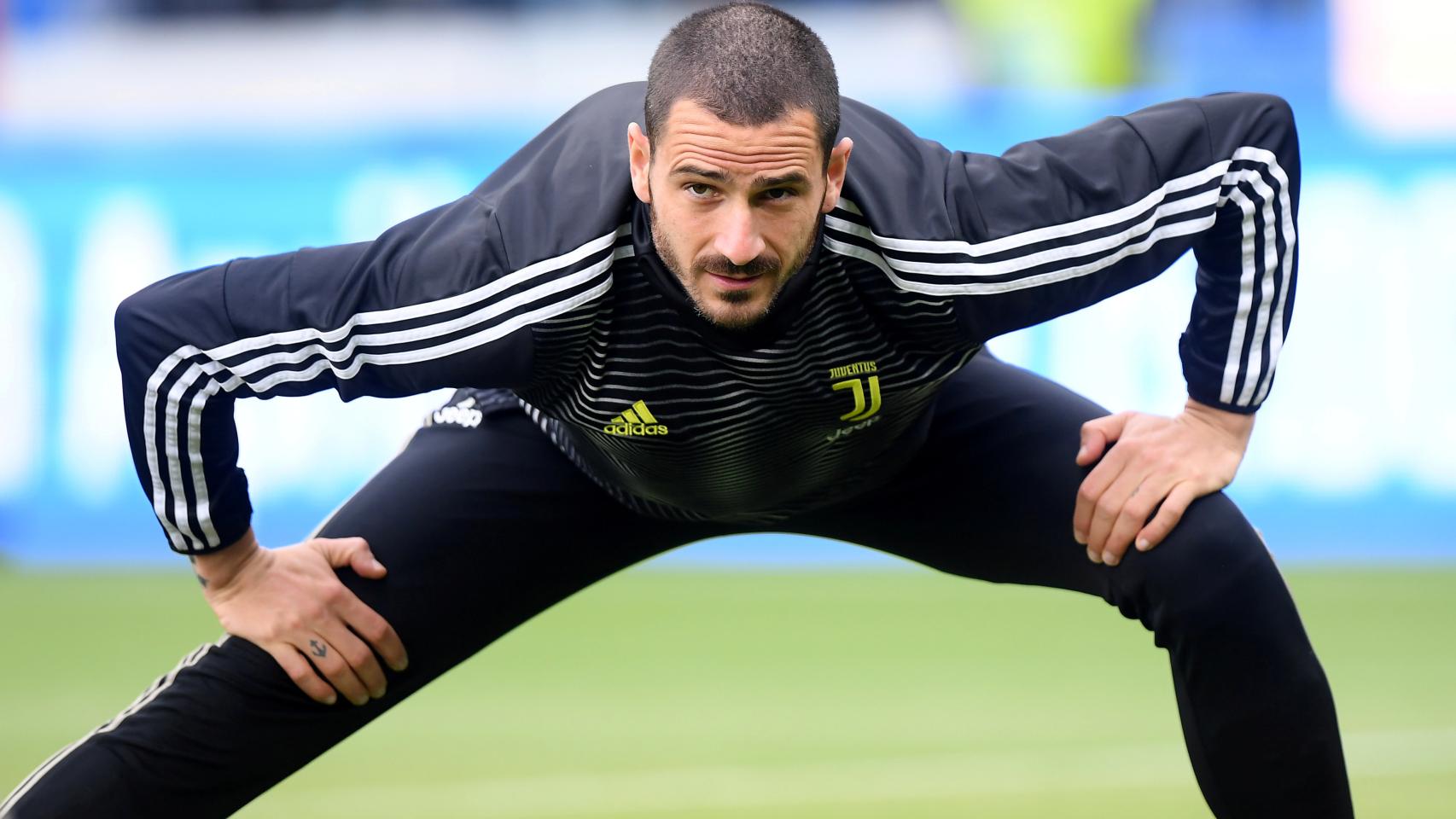 Bonucci, en un calentamiento previo antes de un partido