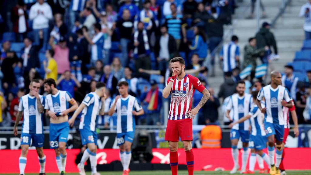 Saúl se lamenta mientras el Espanyol celebra un tanto