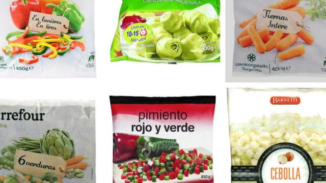 Varias bolsas de productos troceados y congelados