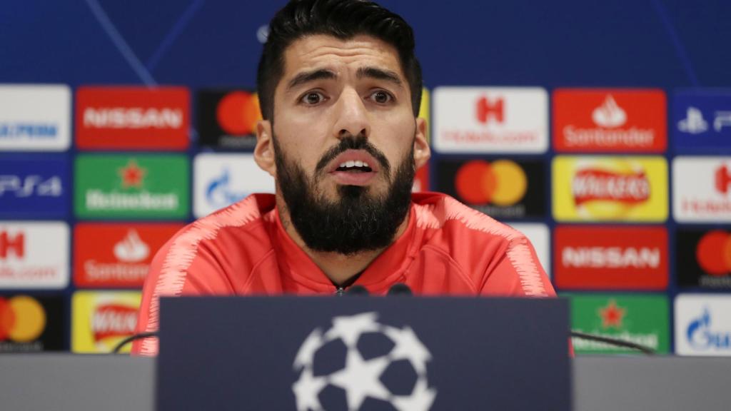 Luis Suárez, en rueda de prensa previa a la Champions League