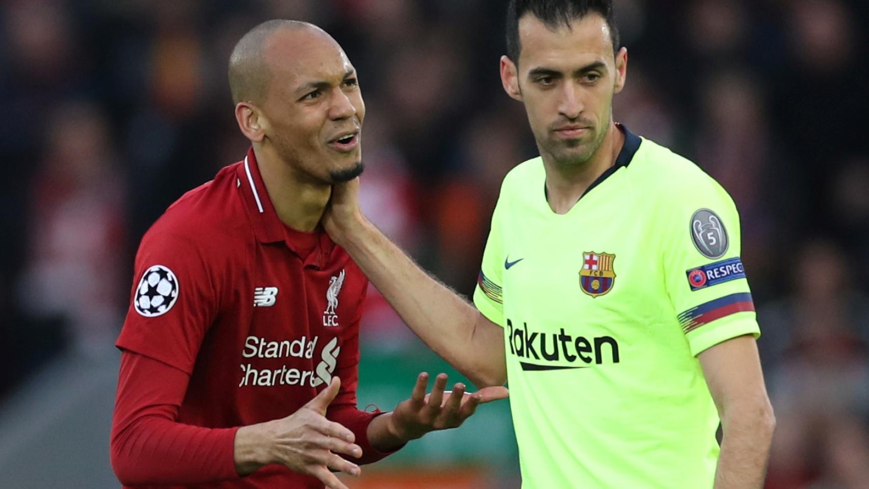 Busquets y Fabinho en un momento del partido