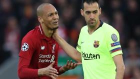 Busquets y Fabinho en un momento del partido