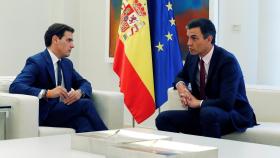 Sánchez y Rivera, durante la reunión mantenida este martes en Moncloa.