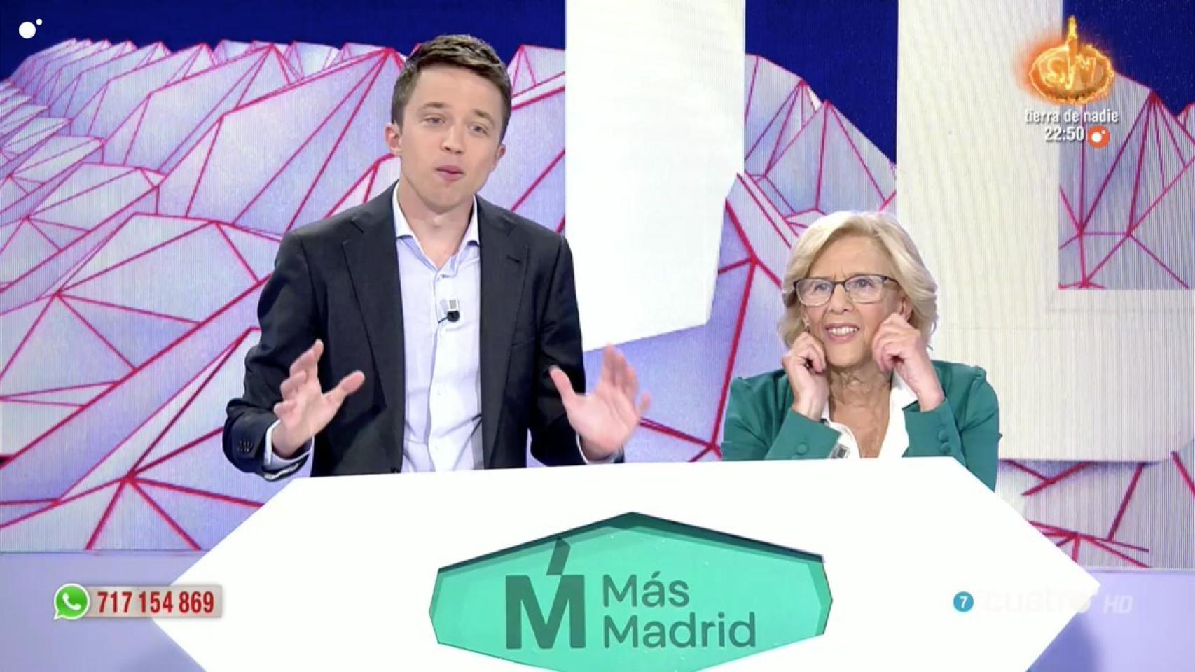 Iñigo Errejón y Manuela Carmena en 'Todo es mentira'.